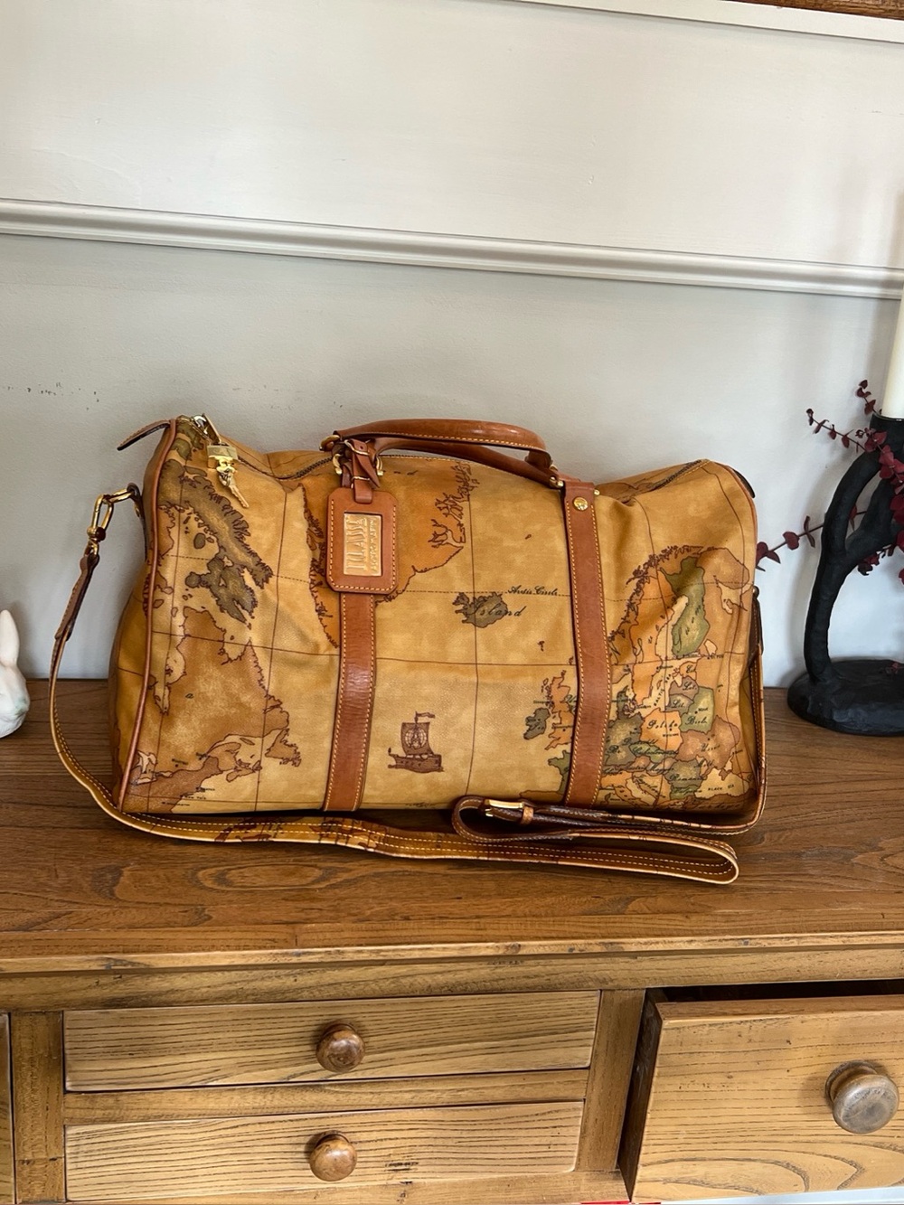 Alviero Martini 1a Classe Geo Map 2 Way Large Weekender Travel Bag Nautical